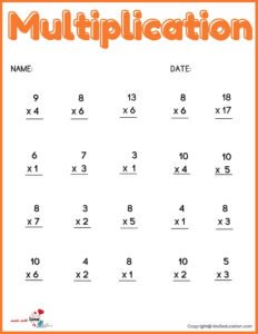 First Grade Multiplication Worksheet For Free