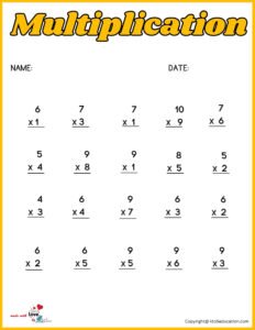 First Grade Multiplication Worksheet For Online Practice