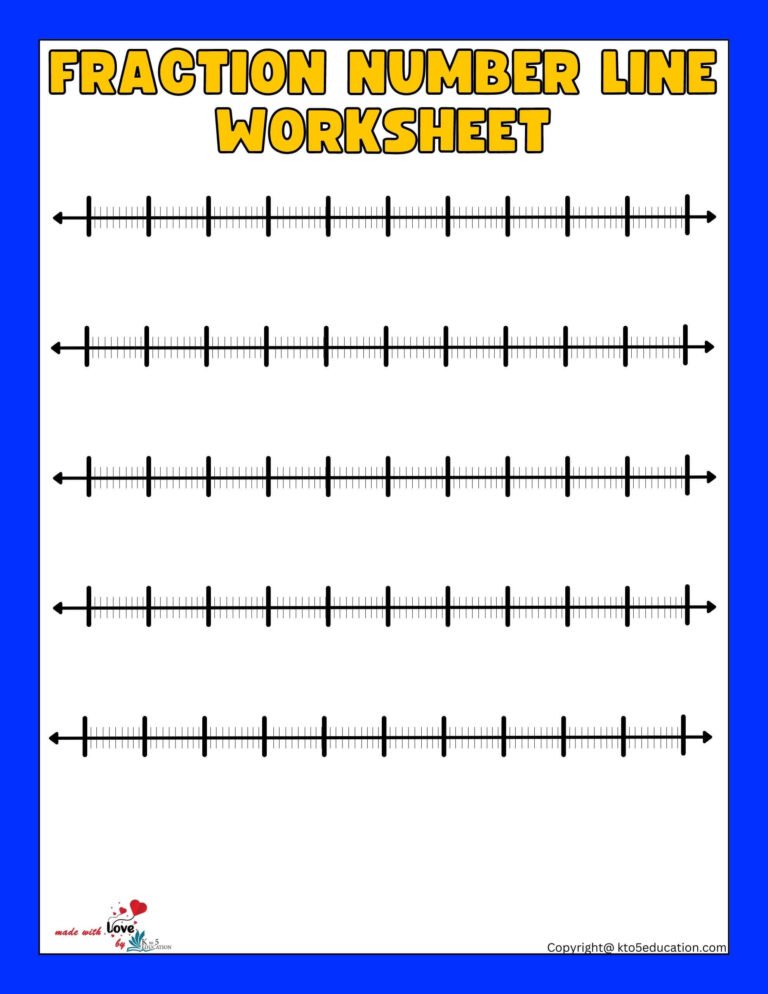 Fraction Number Line Tenth Worksheet 3rd Grade Blank | FREE Download