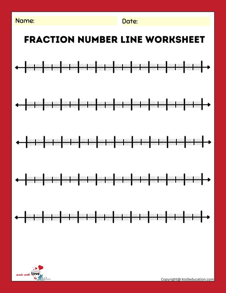 Fraction Number Line Twelve Blank Worksheets | FREE Download