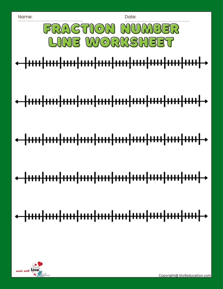 Fraction Number Lines Fifth Blank Worksheets