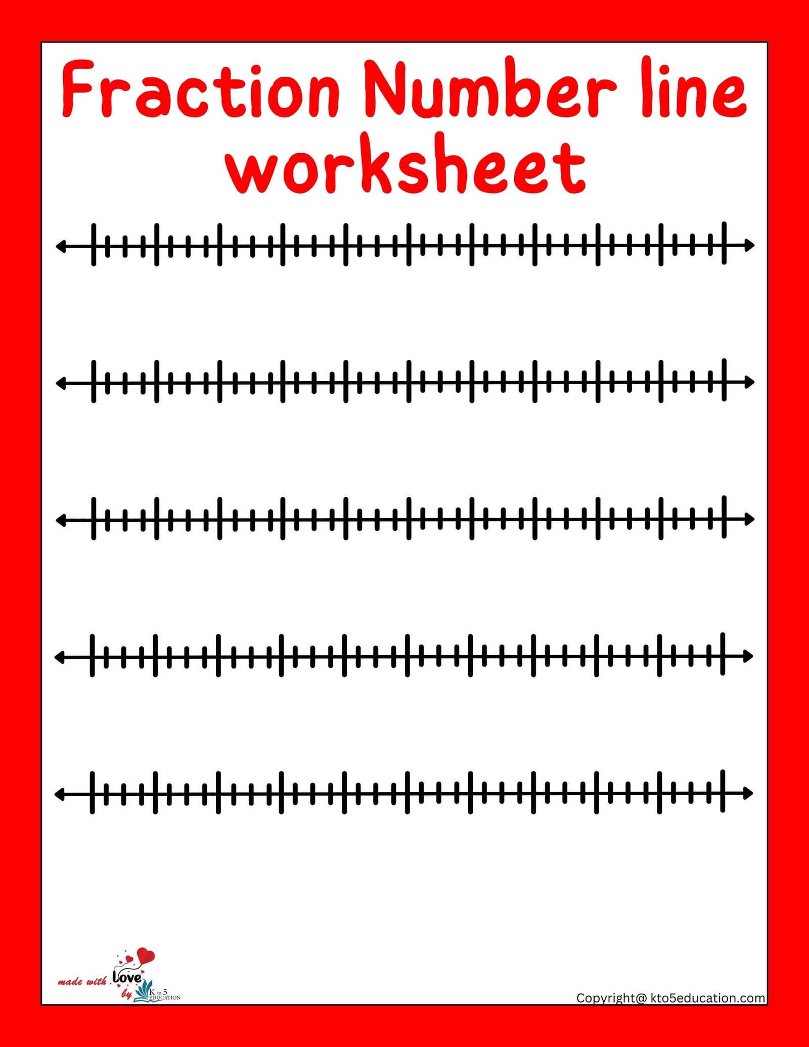 Fraction On A Blank Number Line Fourth Worksheets