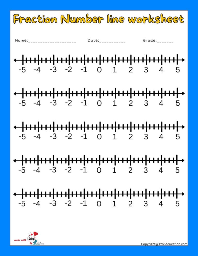 Fractions Number Lines Fourth Worksheets | FREE Download