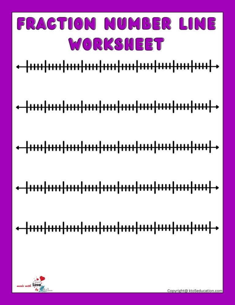 Fractions On A Number Line 3rd Grade Fifth Blank Worksheets | FREE Download