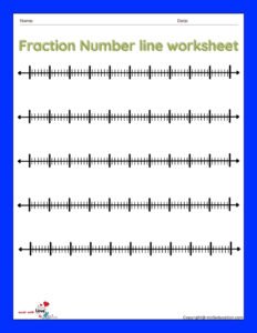 Fractions On The Number Line Seventh Blank Worksheet