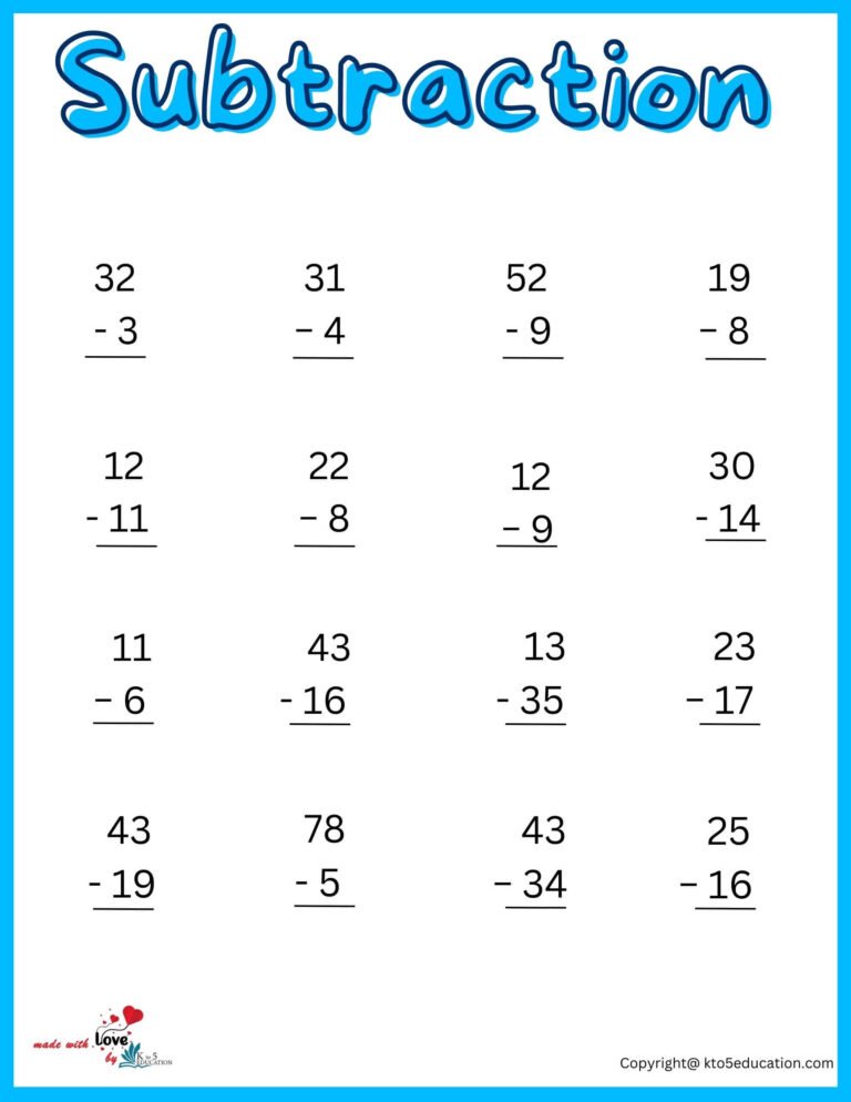 Free 2nd Grade Subtraction Printable Worksheet | FREE Download