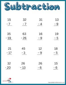 Free 2nd Grade Subtraction Worksheet