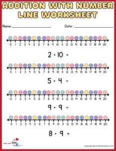 Free Addition With Number Line Worksheet 1-20