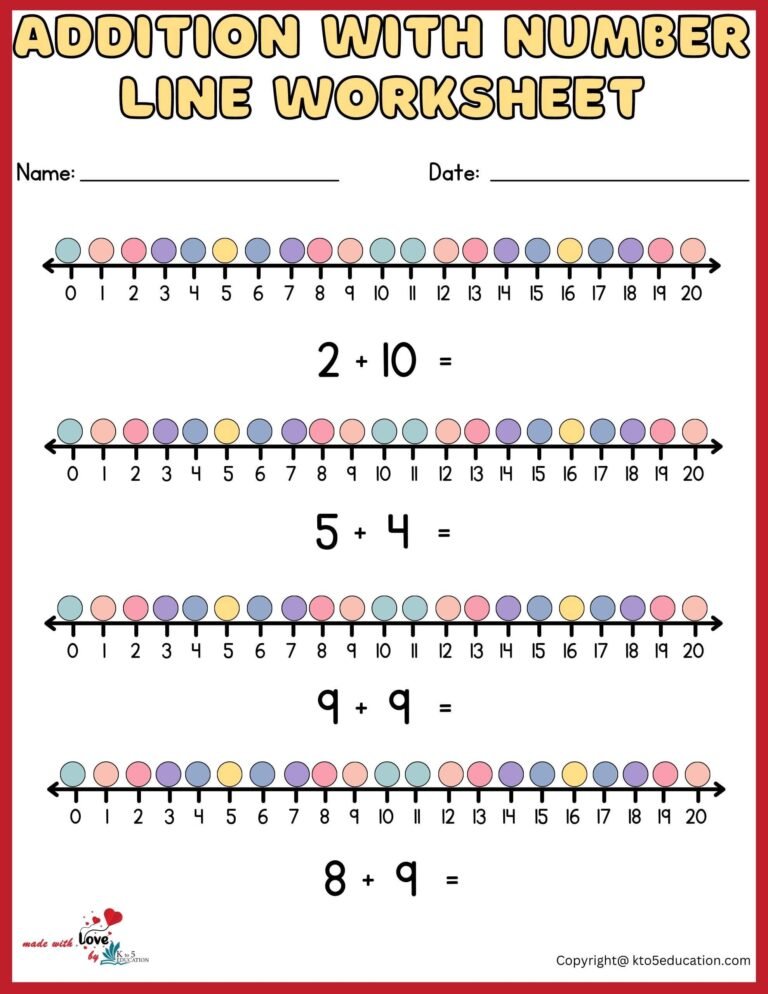 Free Addition With Number Line Worksheet 1-20 | FREE Download