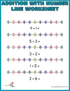 Free Addition With Number Line Worksheet