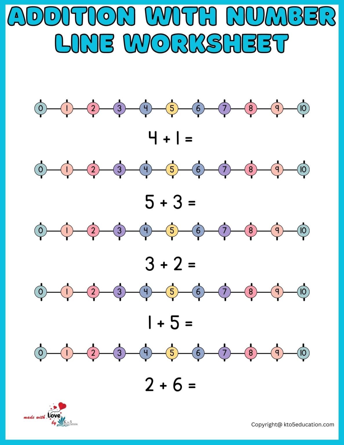 Addition With Number Line Worksheets Pdf