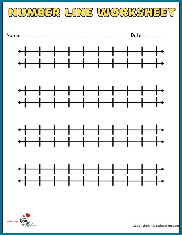 Free Double Number Line Printable Worksheet 1-10