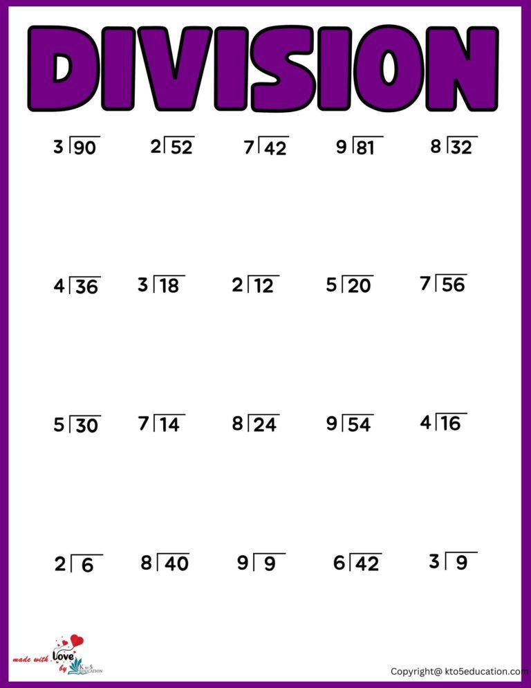 Free First Grade Division Printable Worksheet