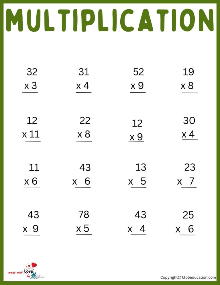 Free Multiplication Worksheet For Second Graders | FREE Download