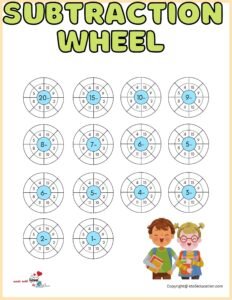 Free Printable Subtraction Wheel Worksheet For Kids