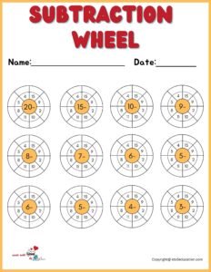 Free Printable Subtraction Wheel Worksheet For Students