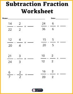 Free Subtraction Fraction Worksheet For Fifth Grade