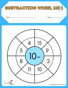 Free Subtraction Wheel With 10 Worksheet