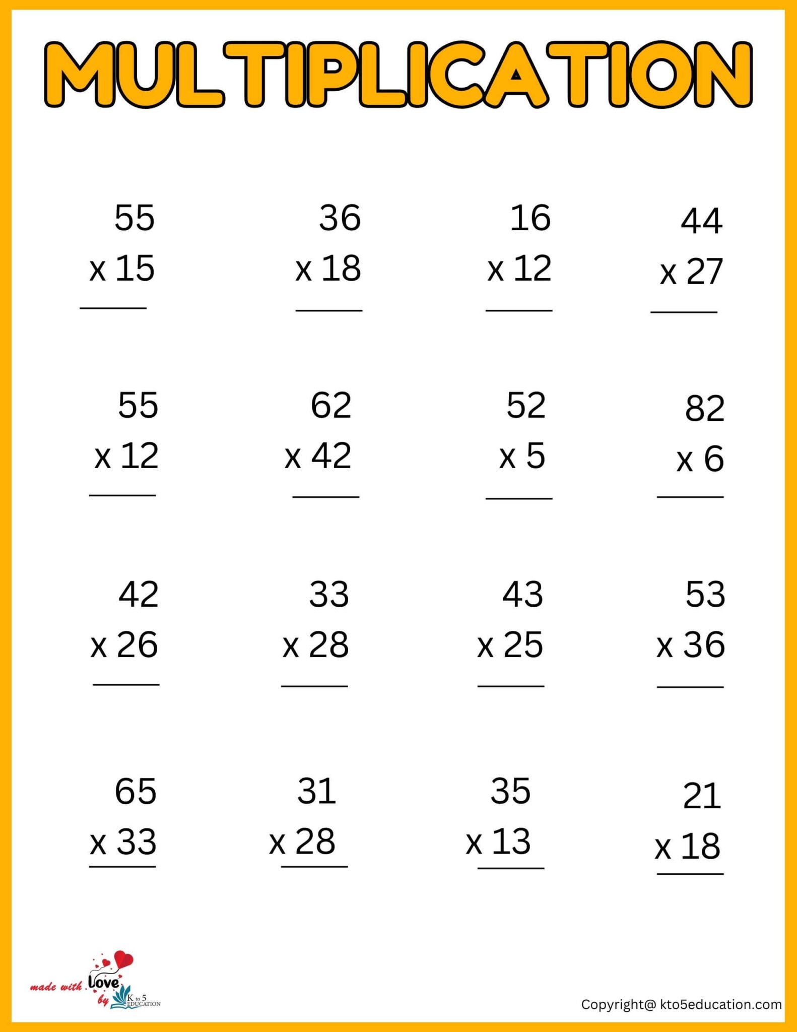 3rd Grade Multiplication Activities