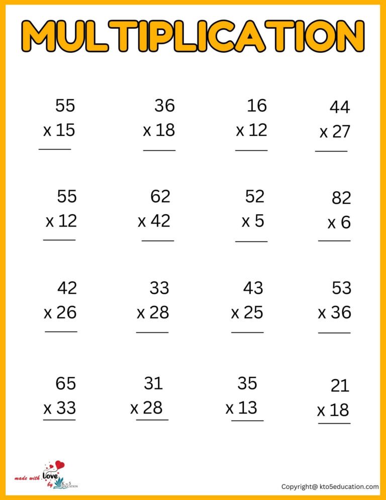 Free Third Grade Multiplication Worksheet