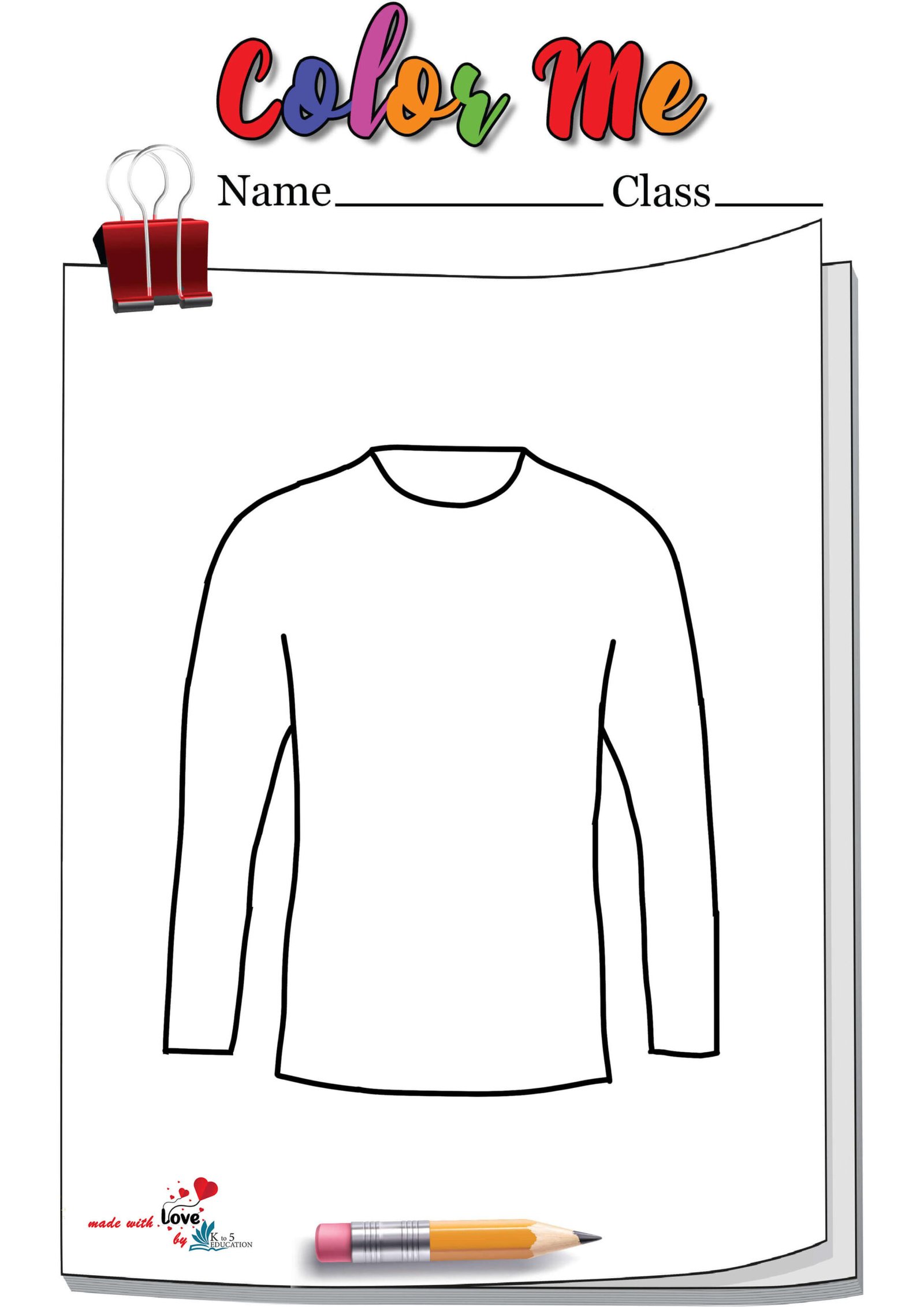 Full Sleeve T-shirt Coloring Page