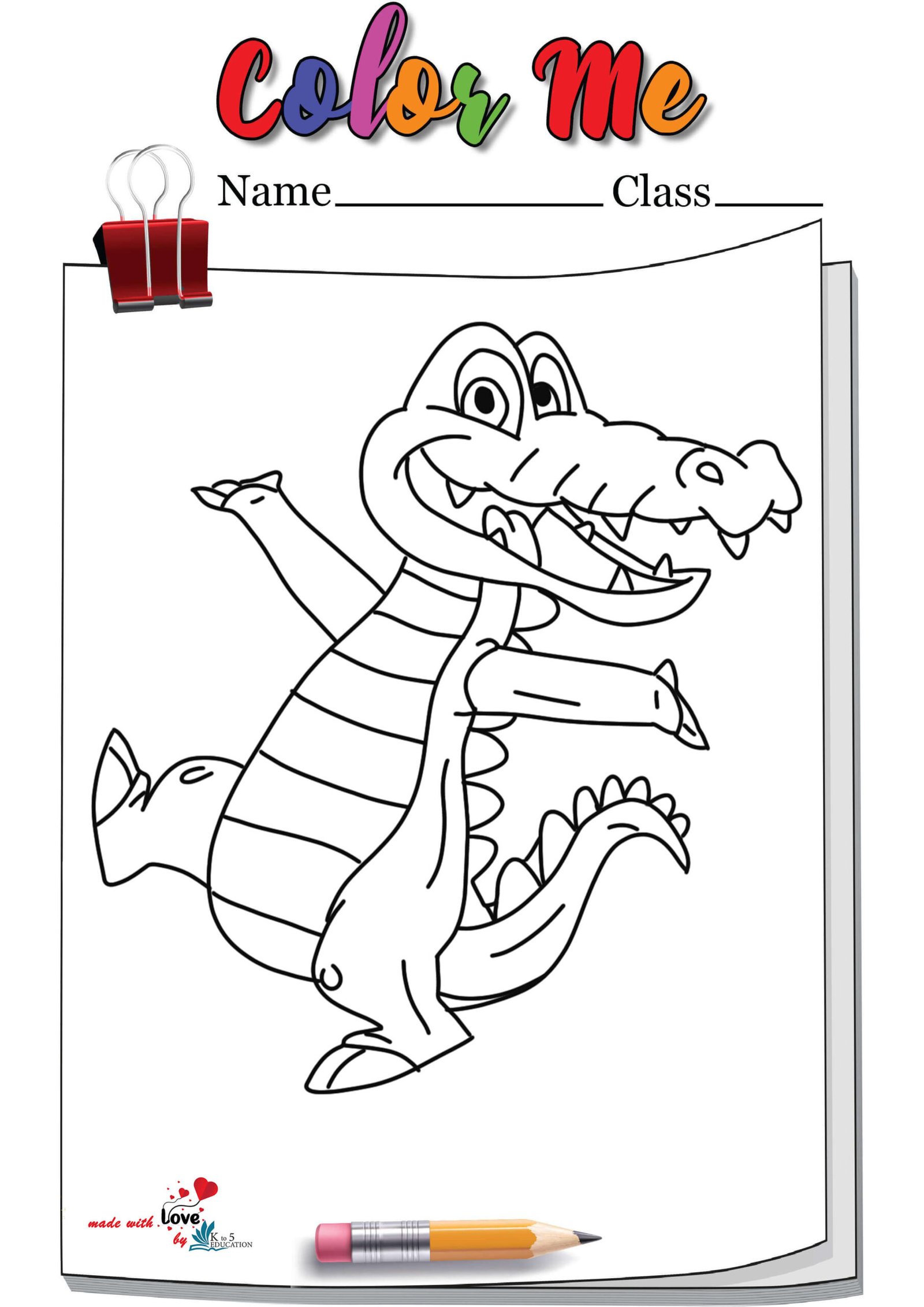 Funny Alligator Coloring Page
