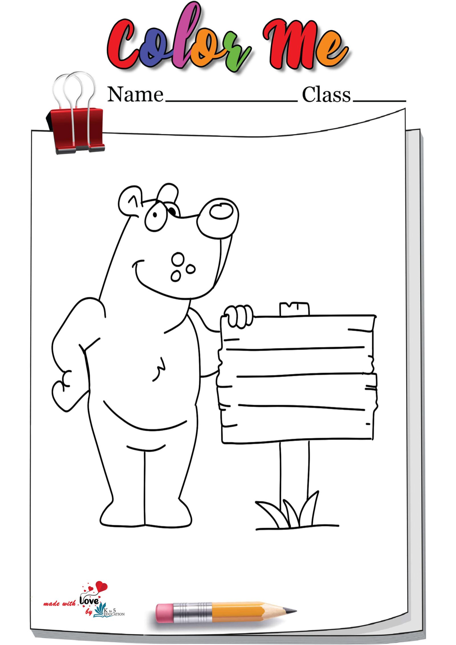 Funny Bear Coloring Pages