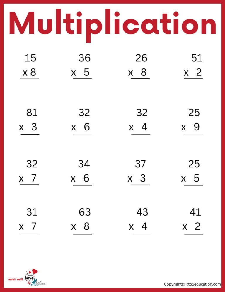 Grade 2nd Multiplication Worksheet | FREE Download