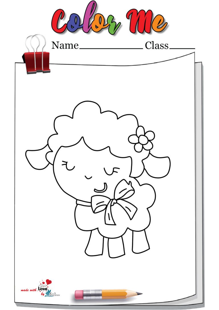 Happy Baby Sheep Coloring Page