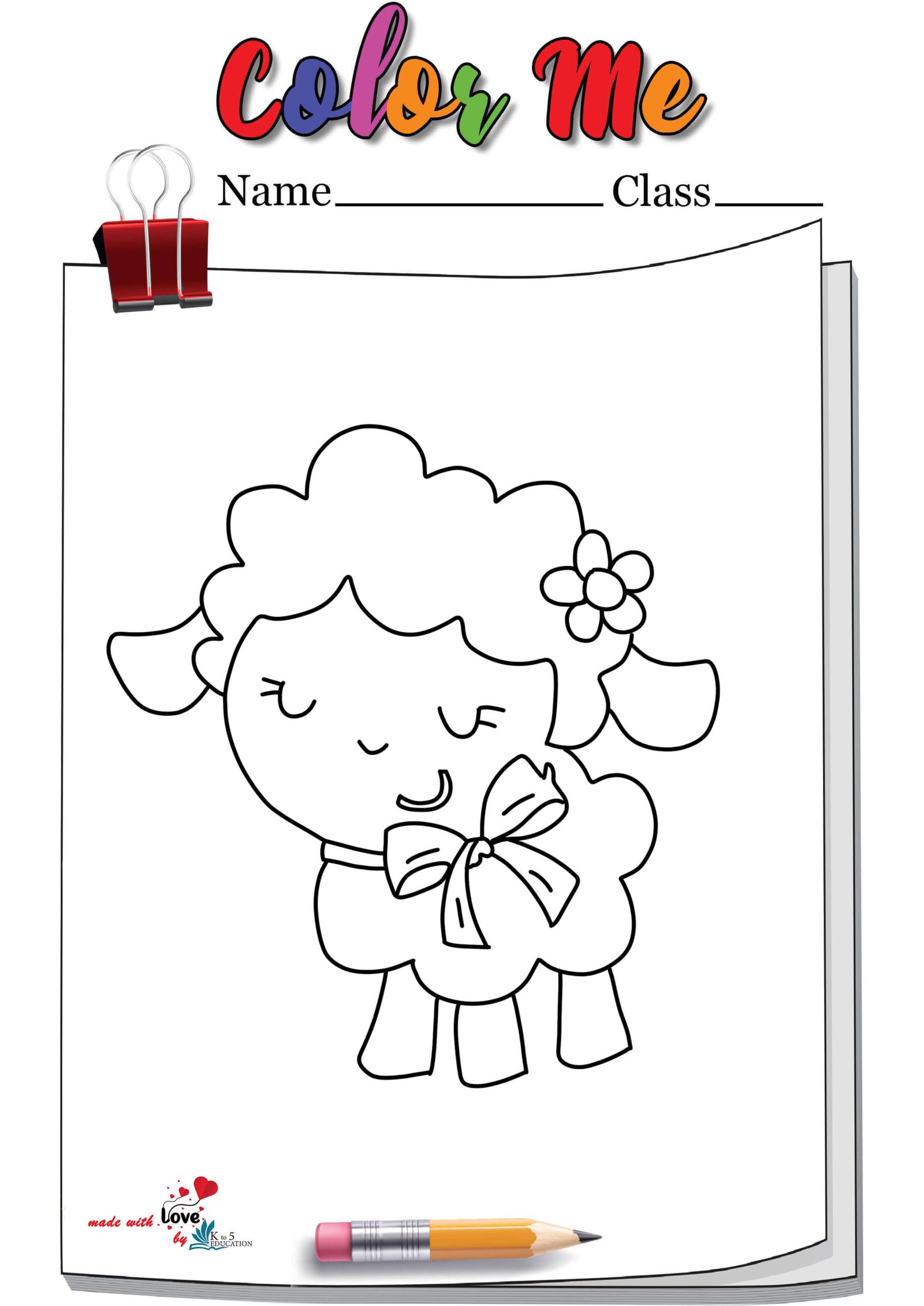 Happy Baby Sheep Coloring Page
