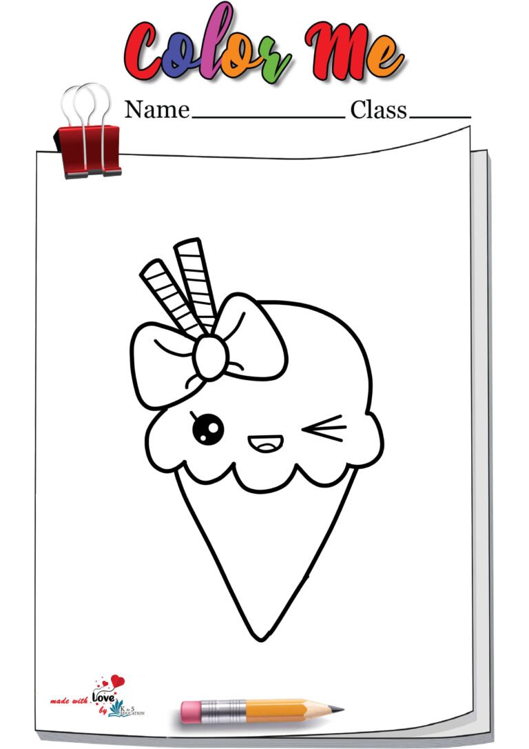 Kawaii Strawberry Ice-cream Cone Coloring Page | FREE Download