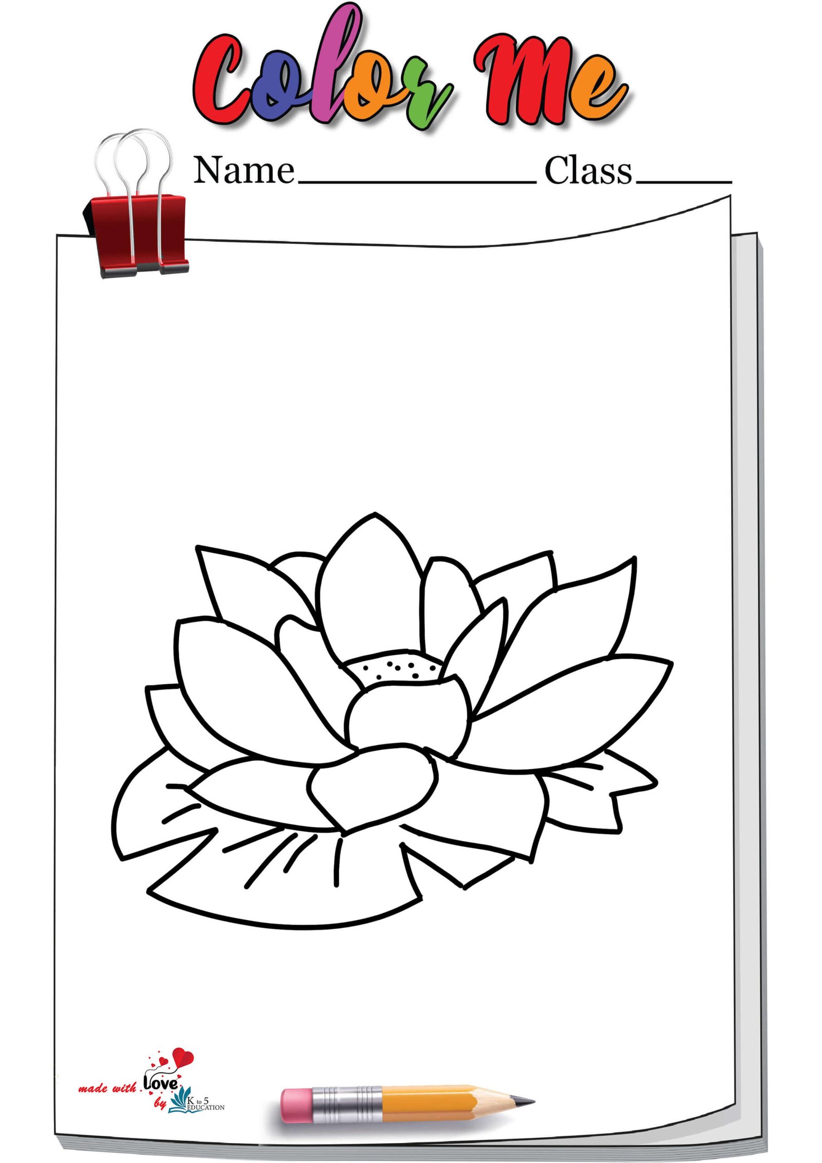 Lotus And lily pad Coloring Page