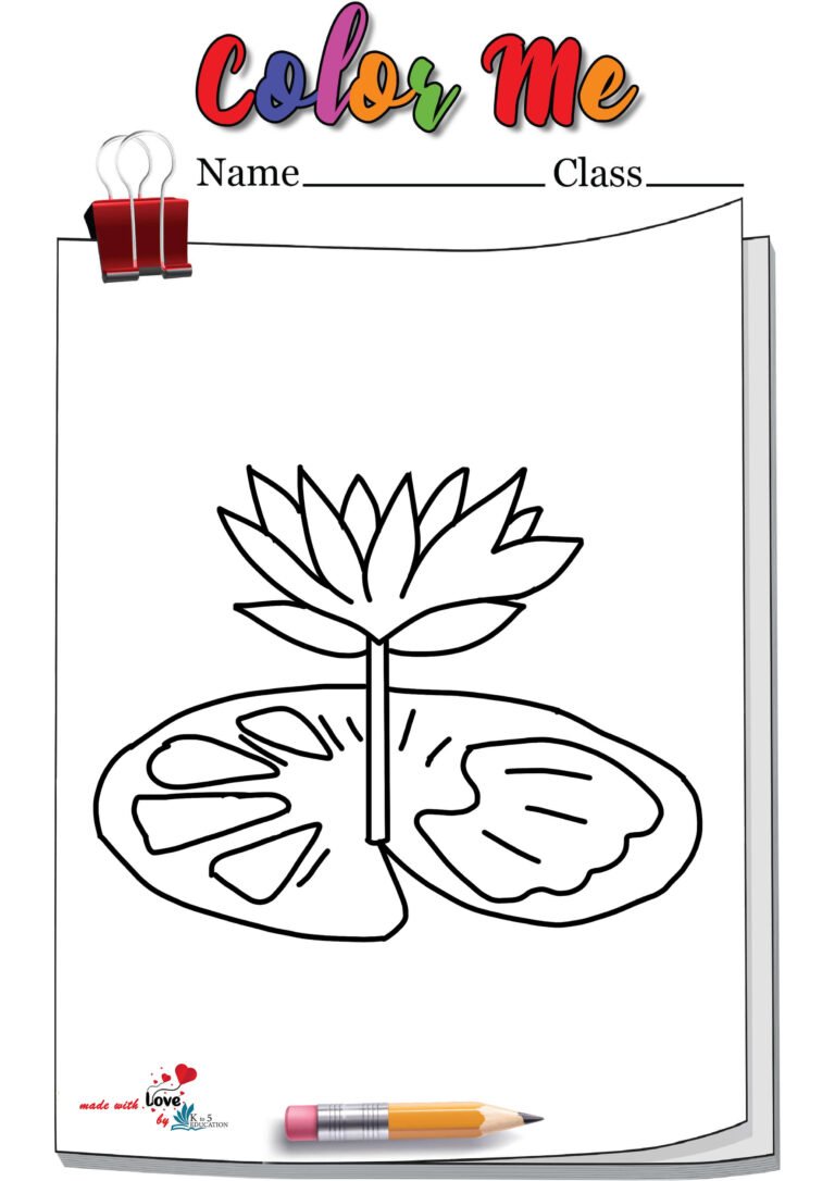 Lotus With Lily Pad Coloring Page | FREE Download