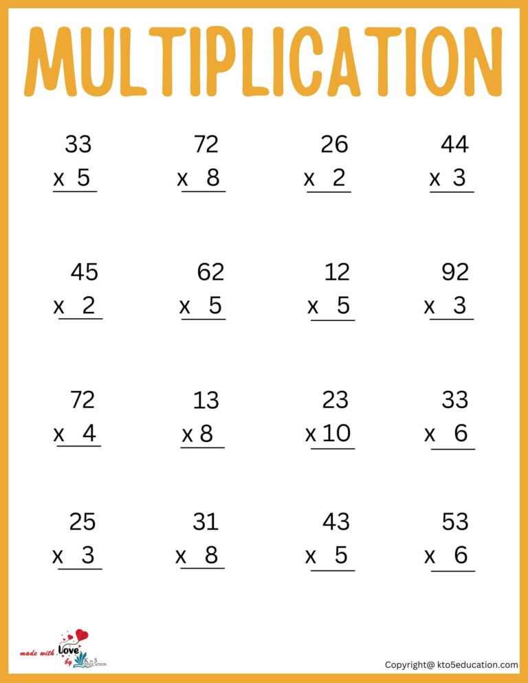 Multiplication Math Worksheet | FREE Download