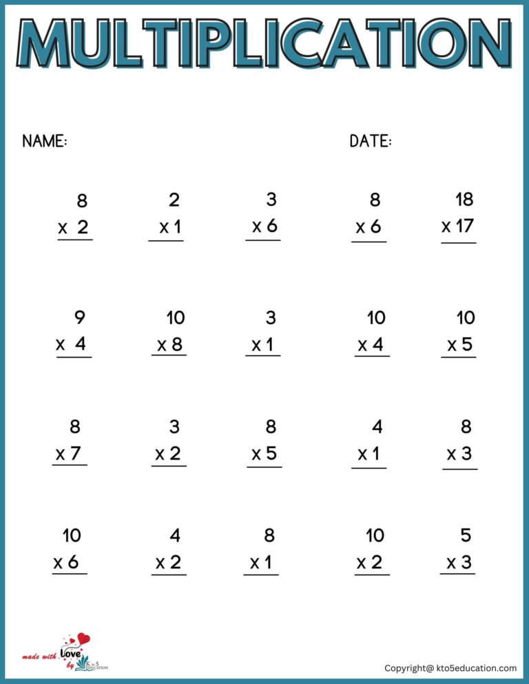 Multiplication Maths Worksheet | FREE Download