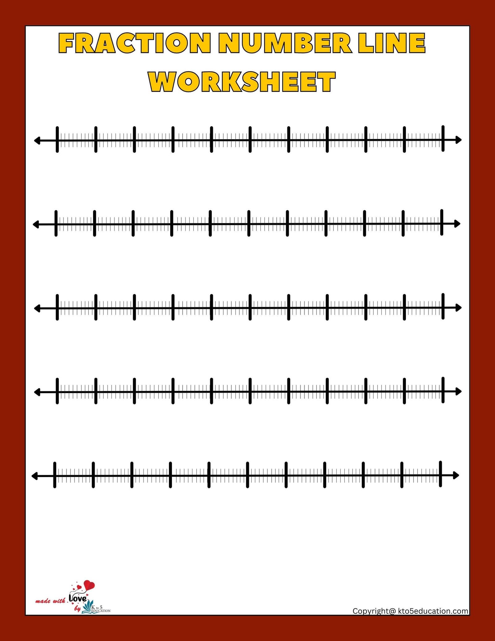 Number Line Fraction Tenth Worksheet Blank