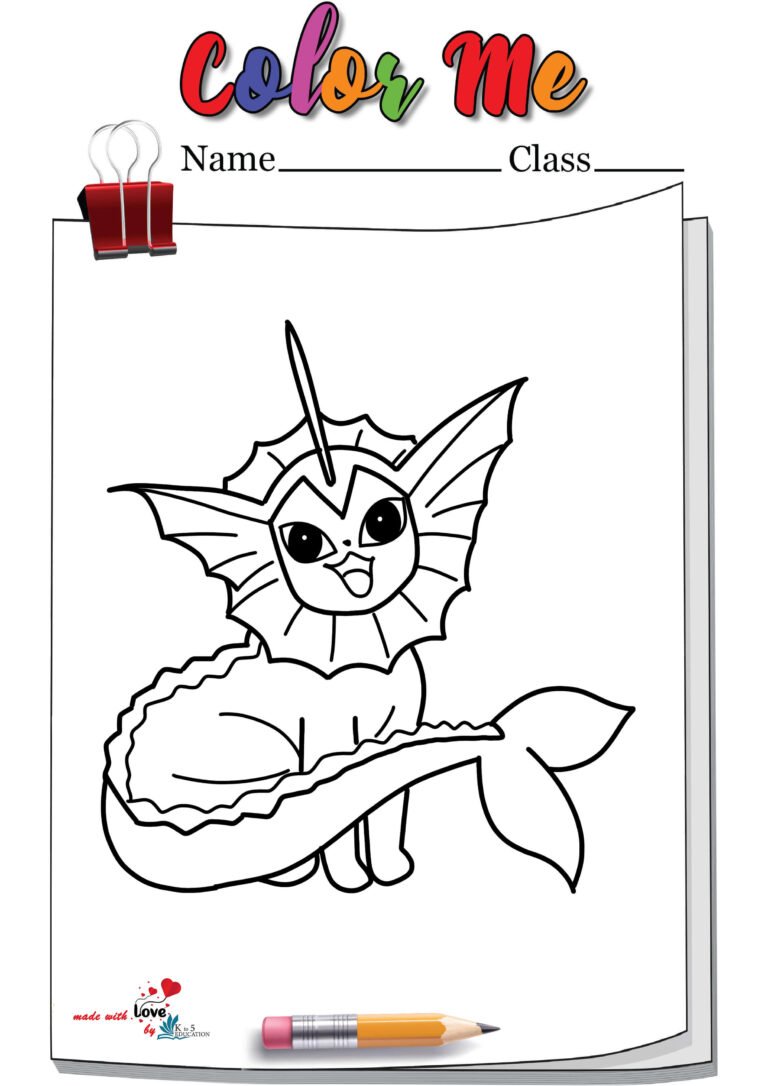 Pokemon Cartoon Vaporeon Coloring Page | FREE Download