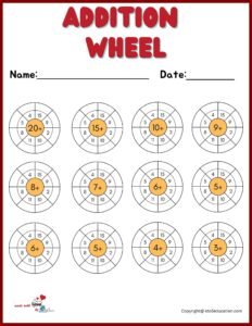 Printable Addition Wheel Worksheet