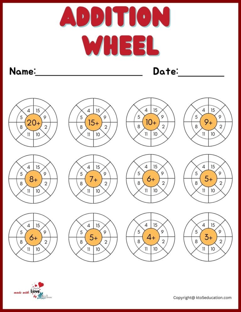 Printable Addition Wheel Worksheet | FREE Download