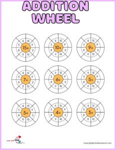 Printable Addition Wheel Worksheet For Kids