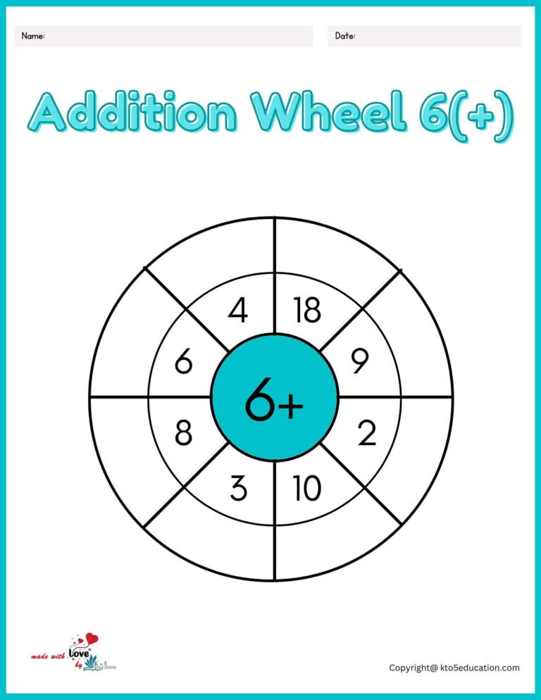 Printable Addition Wheel Worksheet For Online Practice | FREE Download