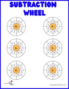 Printable Subtraction Wheel Worksheet For Kids