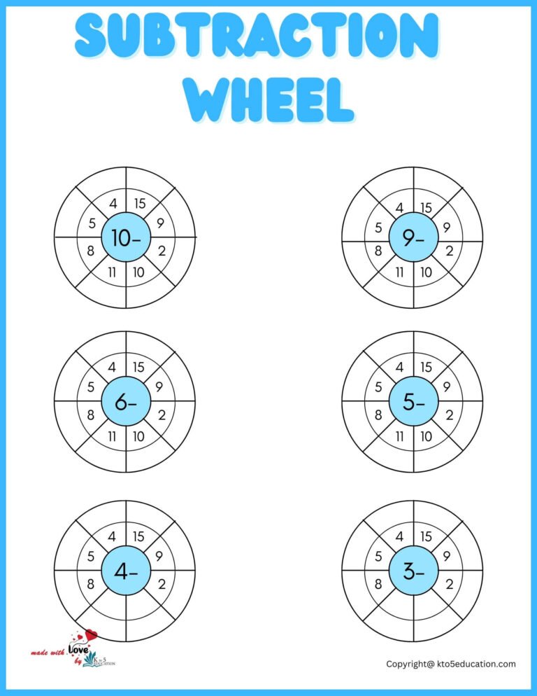 Printable Subtraction Wheel Worksheet For Online Practice | FREE Download