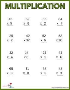 Second Grade Multiplication Worksheet For Free