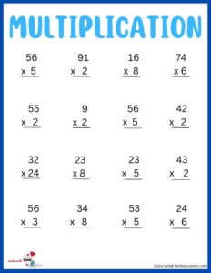 Second Grade Multiplication Worksheet For Online Practice