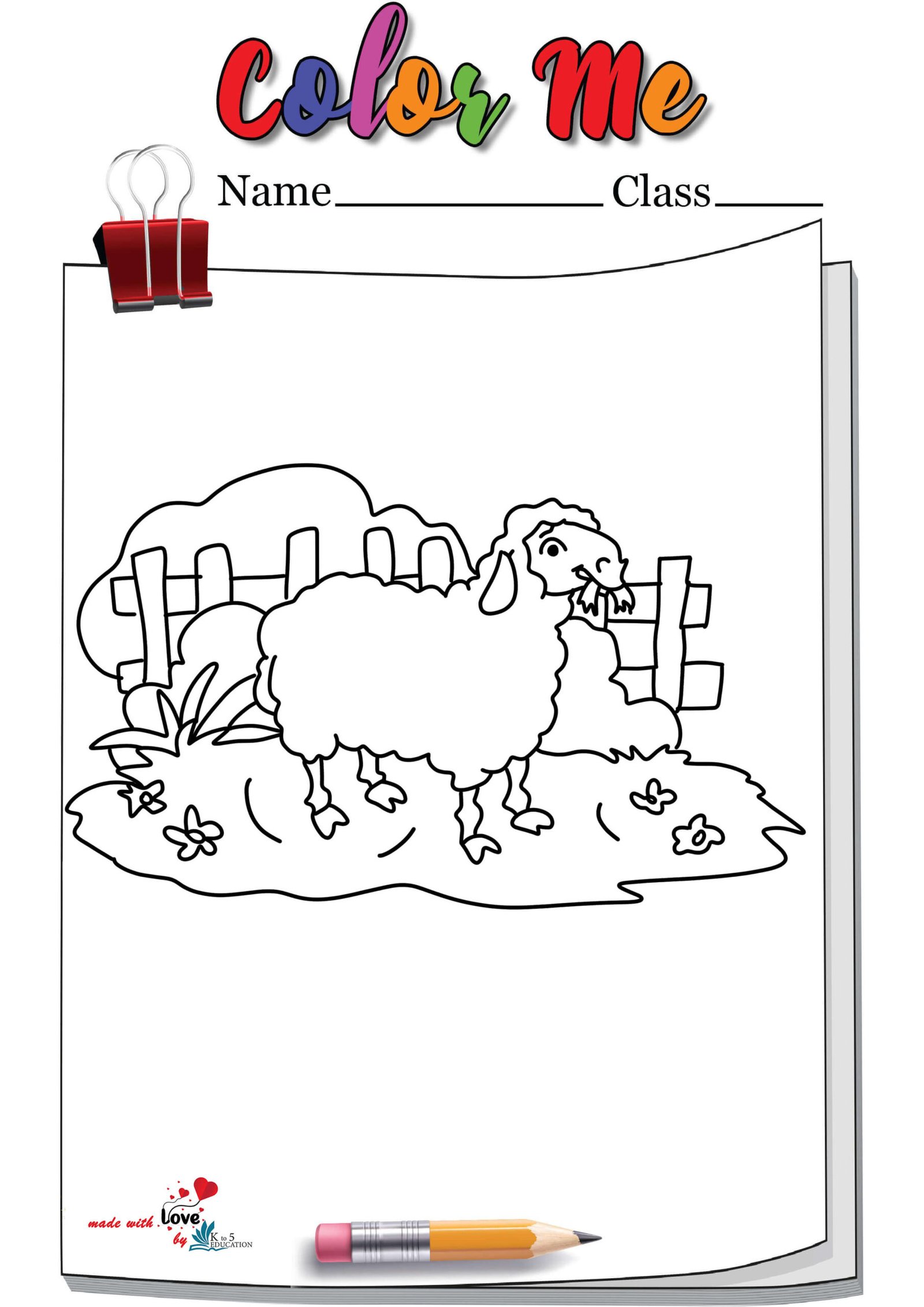 Sheep In A Garden Coloring Page