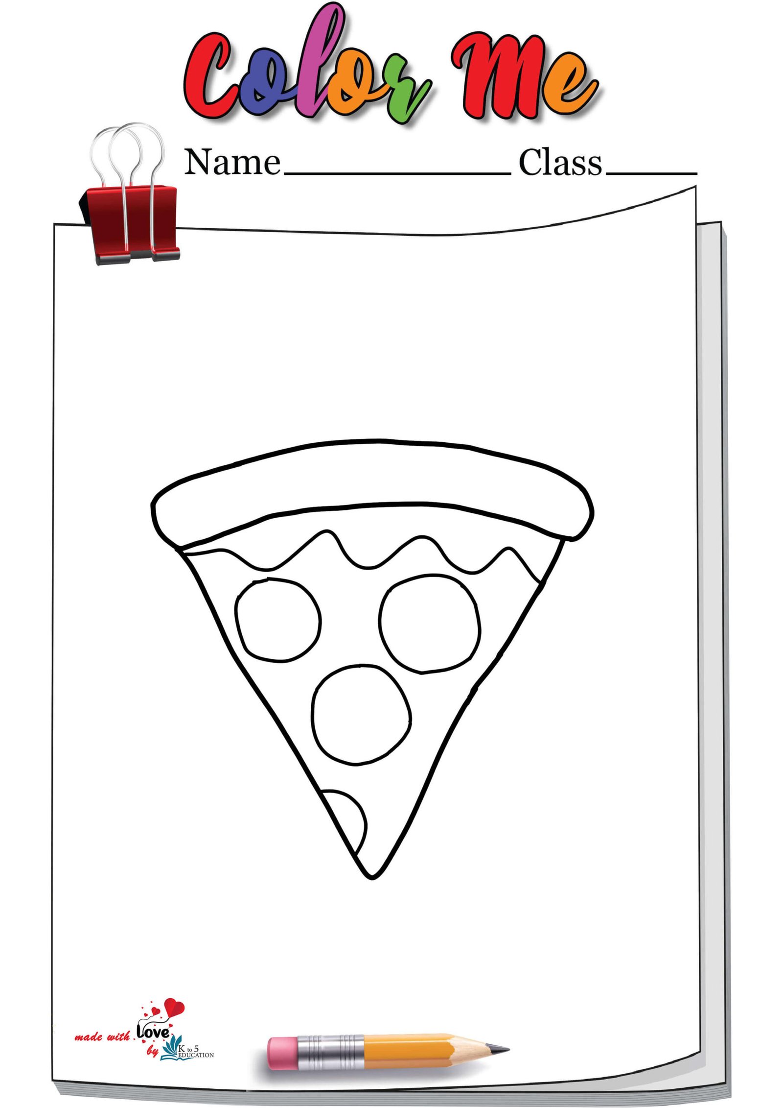 Slice Of Pepperoni pizza Coloring Page