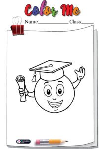Smiley With Graduation Hat Coloring Page