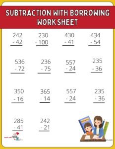 Subtraction With Borrowing Worksheets For Kids