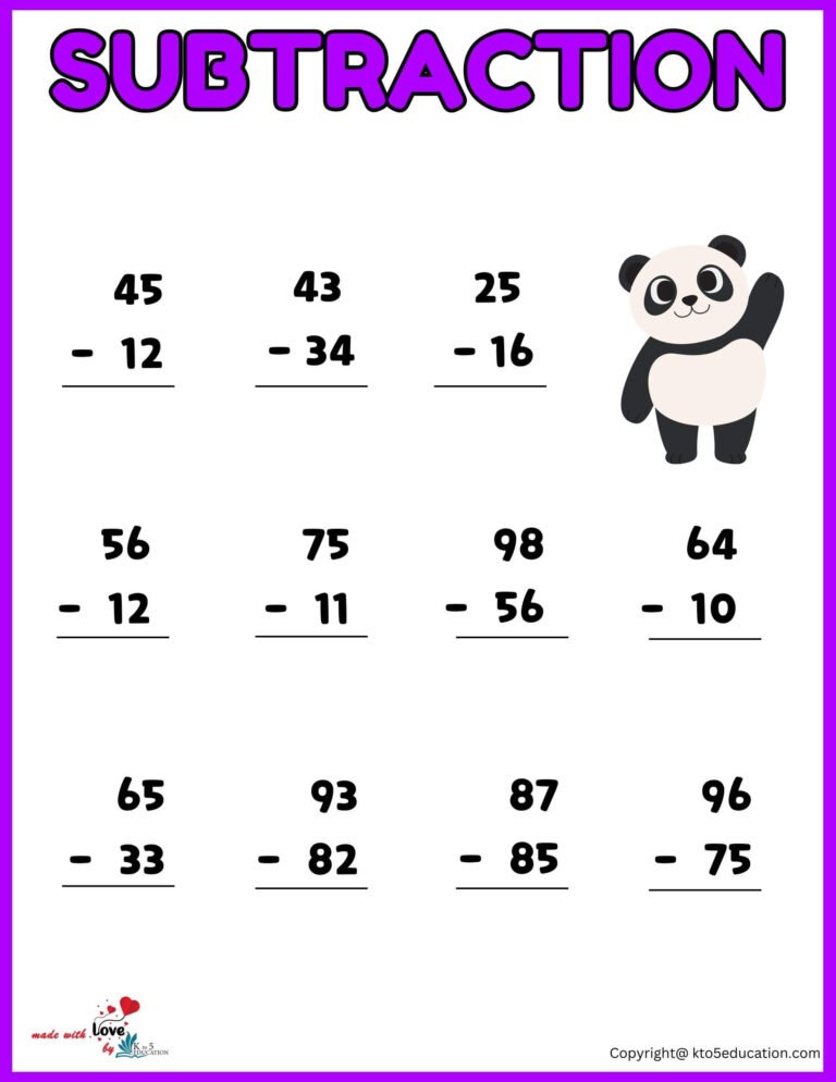 Subtraction Worksheets For 3rd Grade | FREE Download